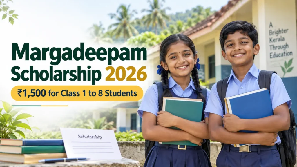 Margadeepam Scholarship 2026 offering ₹1,500 to eligible Class 1 to 8 students in Kerala
